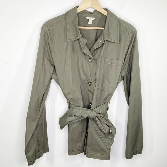 Cato Green Lightweight Button Front Belted Jacket Women's Size Large L - Picture 7 of 7